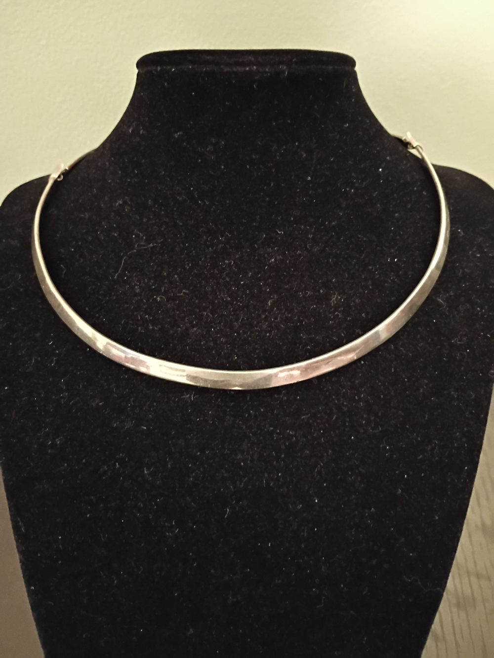 Vtg & Rare Minimalist Artisan Sterling Choker Collar 16.5 in. Exc Cond Must See!